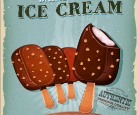 Ice cream poster vintage grunge vector