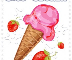 Ice cream with fruit vector 01