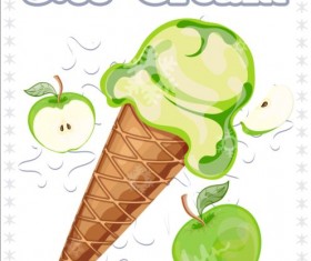 Ice cream with fruit vector 02