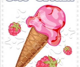 Ice cream with fruit vector 03