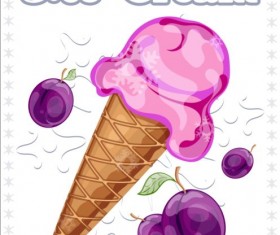 Ice cream with fruit vector 04