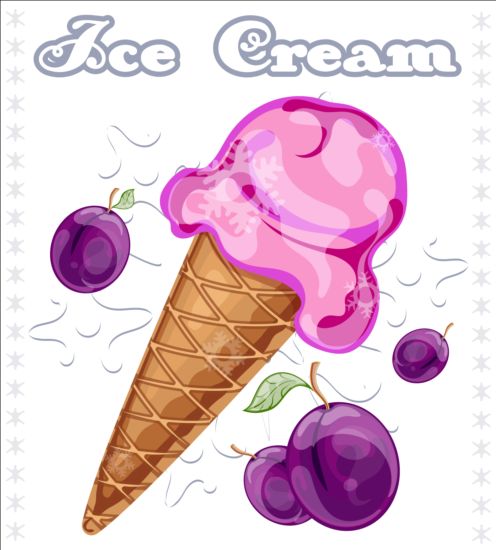 Ice cream with fruit vector 04