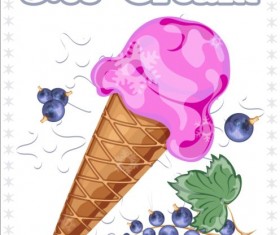 Ice cream with fruit vector 05