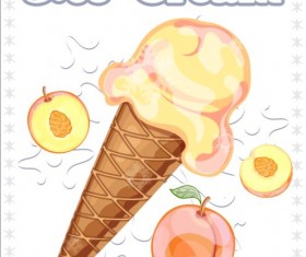 Ice cream with fruit vector 06