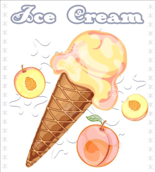 Ice cream with fruit vector 06