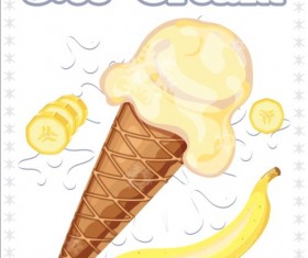 Ice cream with fruit vector 07