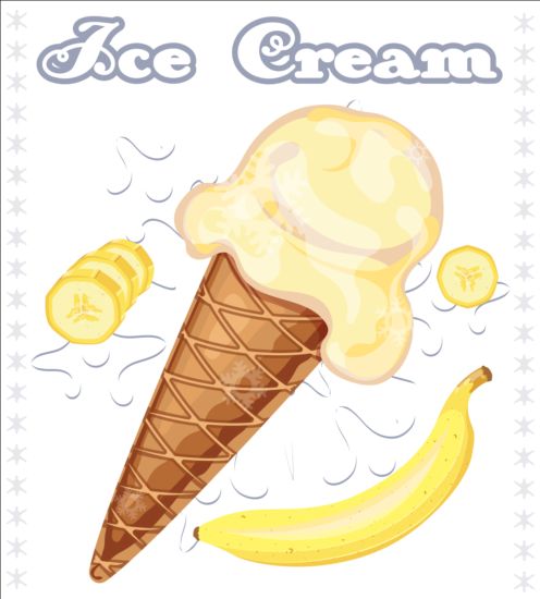 Ice cream with fruit vector 07