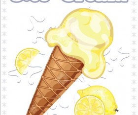 Ice cream with fruit vector 08