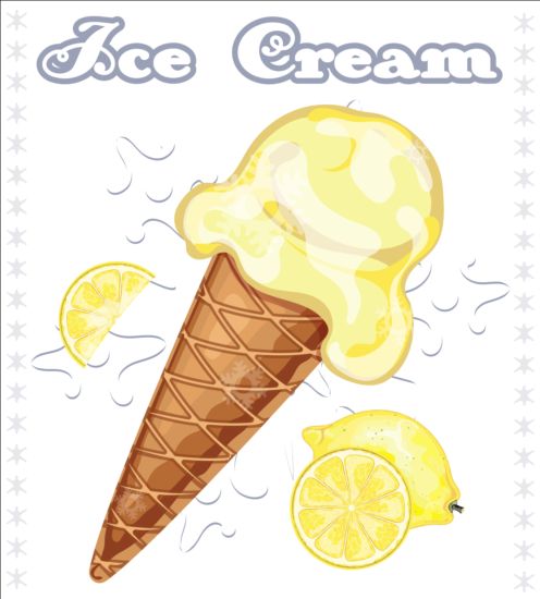 Ice cream with fruit vector 08