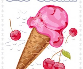 Ice cream with fruit vector 09