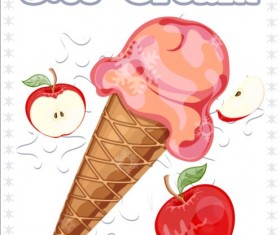 Ice cream with fruit vector 10