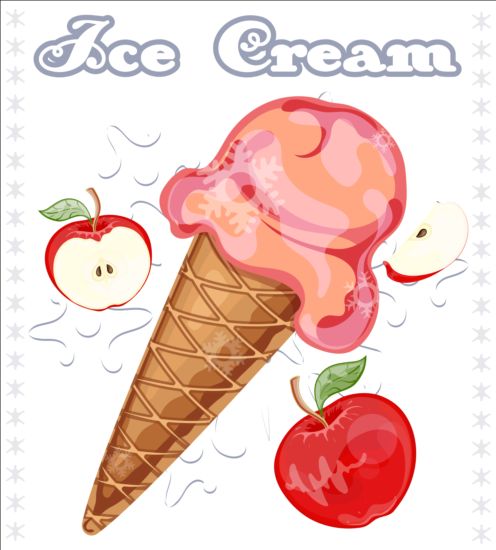 Ice cream with fruit vector 10