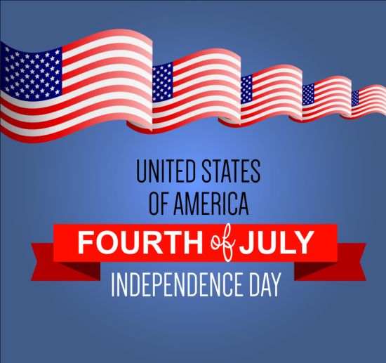 Independence Day with flag background vector 03