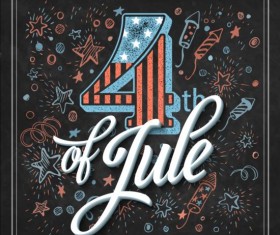 Independence day design elements with blackboard vectors 01
