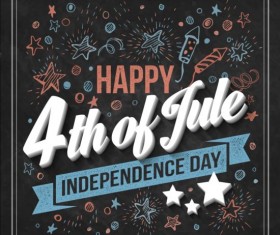 Independence day design elements with blackboard vectors 02