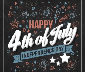 Independence day design elements with blackboard vectors 03