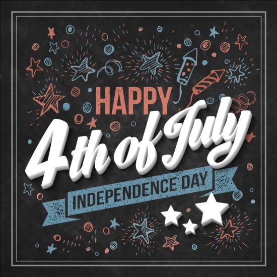 Independence day design elements with blackboard vectors 03