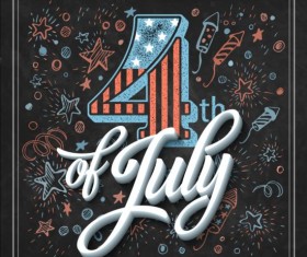 Independence day design elements with blackboard vectors 04