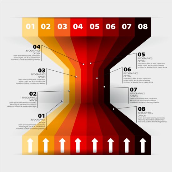 Infographics with number line template vector 06