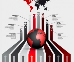 Infographics with number line template vector 07