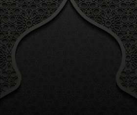Islamic mosque with black background vector 01
