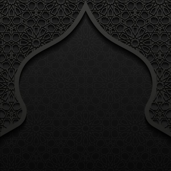 Islamic mosque with black background vector 01