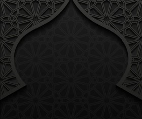 Islamic mosque with black background vector 02