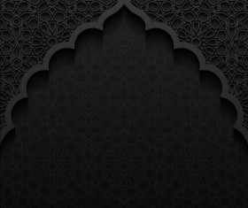 Islamic mosque with black background vector 03