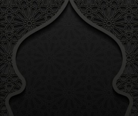 Islamic mosque with black background vector 04