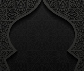 Islamic mosque with black background vector 05