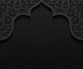 Islamic mosque with black background vector 06
