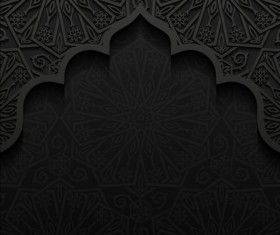 Islamic mosque with black background vector 07