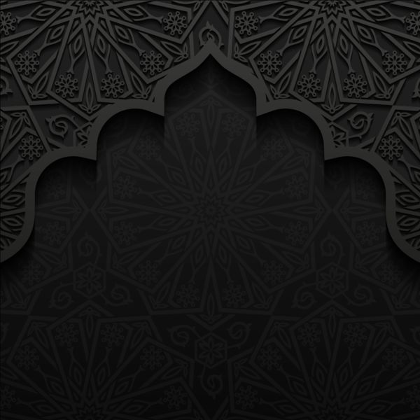 Islamic mosque with black background vector 07