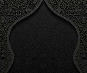 Islamic mosque with black background vector 08