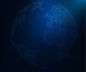 Light dots with blue tech background vector 01