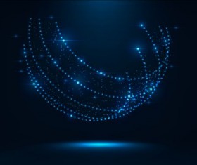 Light dots with blue tech background vector 02