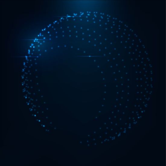Light dots with blue tech background vector 03