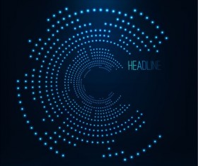 Light dots with blue tech background vector 10