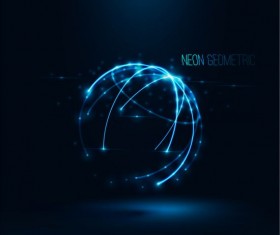 Light lines with sphere background vector 02
