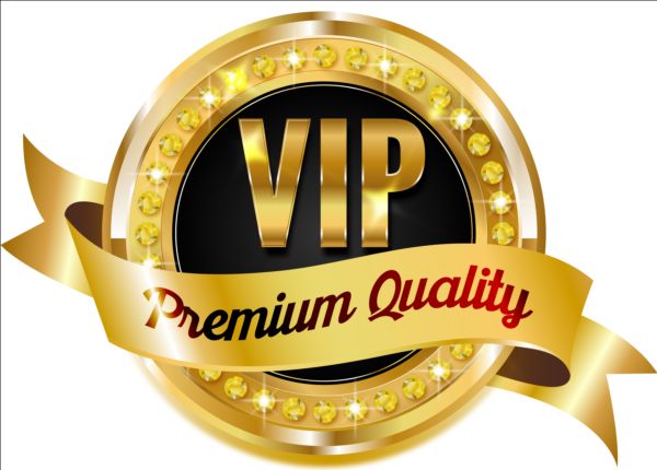 Luxury VIP golden labels vector 02