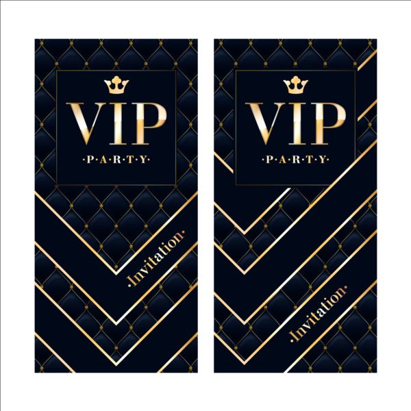 Luxury VIP invitation cards template vector 02