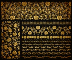 Luxury golden ornaments with seamless borders vector 03