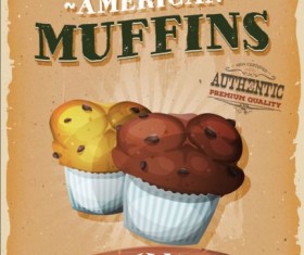 Muffins poster vintage vector