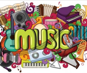 Music doodle vector material