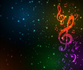 Music note with star light background vector