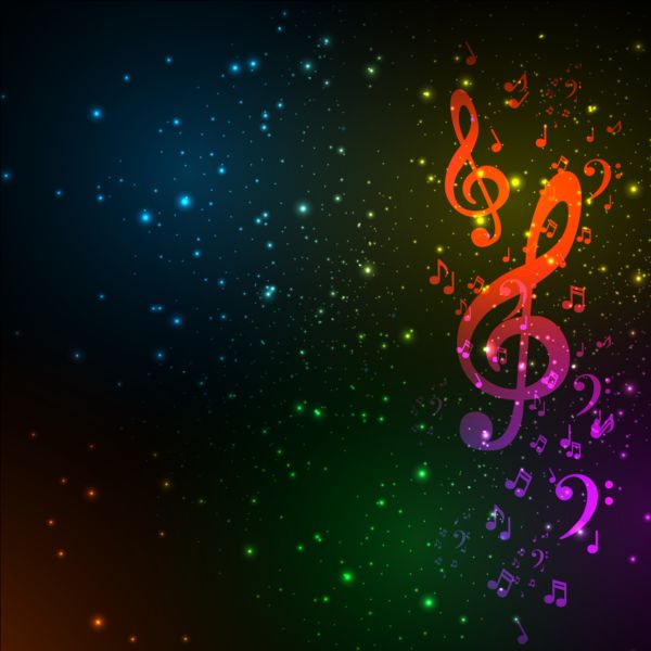 Music note with star light background vector free download