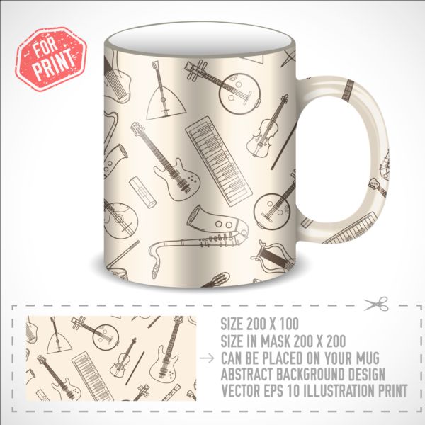 Musical Instruments with mug vector