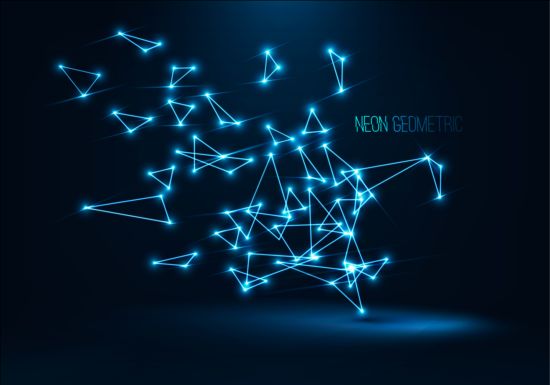Neon geometric shapes vector background