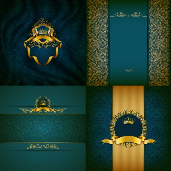 Ornate backgrounds with golden decoration vector 01
