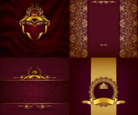 Ornate backgrounds with golden decoration vector 02